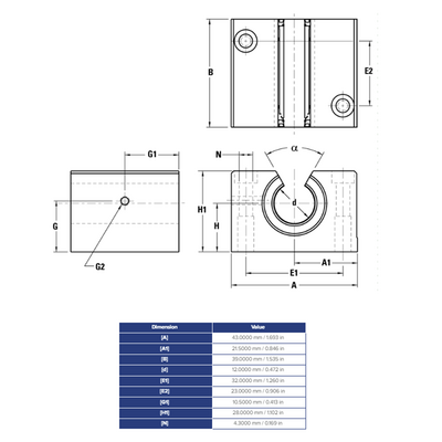 SPPBOM12 THOMSON BALL BUSHING<BR>SPP SERIES 12MM OPEN PILLOW BLOCK BEARING SELF ALIGNING 238.3 LBF